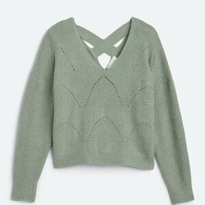 NWT Elegant V-Neck Knit Sweater in Sage